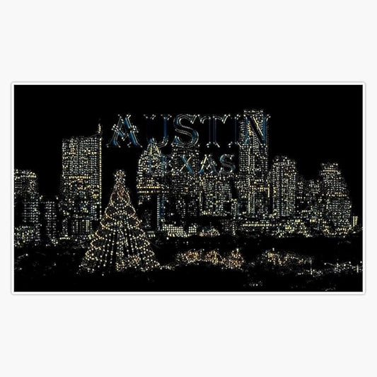 Colorful Christmas Lights Collection - Austin, Texas Magnetic Reusable Bumper Vinyl Sticker 5"