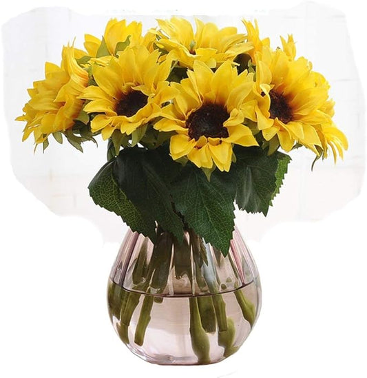 Artfen Artificial Sunflowers 6 Pcs Fake Sunflowers Preserved Flower Bouquet Bride Bridesmaid Holding Flowers Artificial Fl...