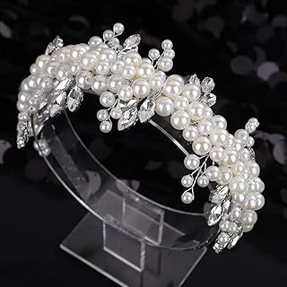 Octwine Vintage Bridal Silver Rhinestone Headpiece Handmade Pearls Wedding Headband Hair Vine Rhinestoens Headband Bridal ...