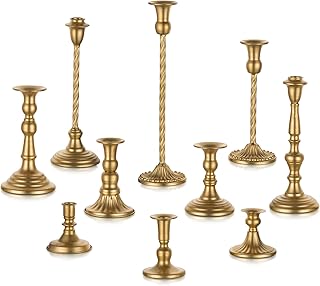 Candeldo Candlestick Candle Holders Gold: Tall Taper Candles Stick Holder Wedding Decor Set of 10 Dinning Table Centerpiec...