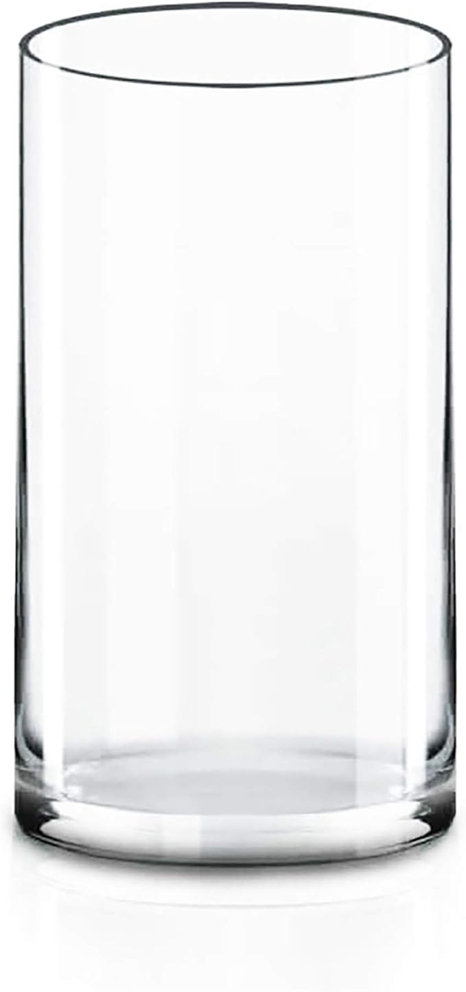 CYS EXCEL (H:12" D:6") Large Cylinder Clear Glass Vase for Wide Bouquet Flower Vase Centerpieces Display Hurricane Floatin...