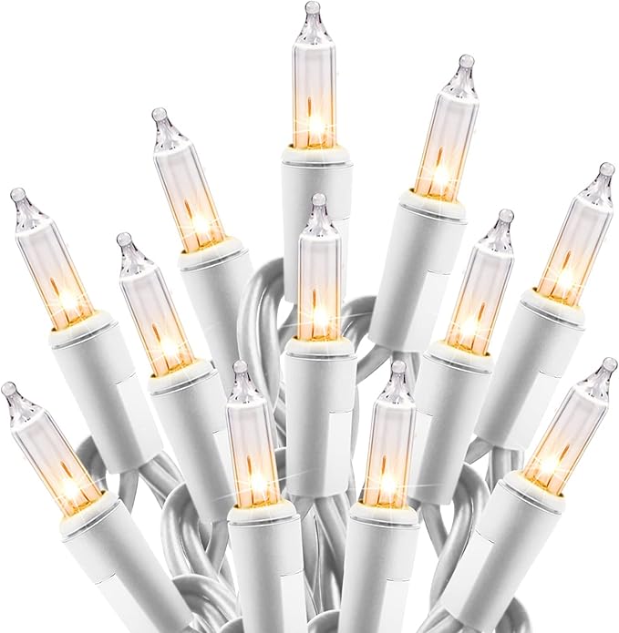 Minetom Clear Christmas Lights Set 100 Count 25 Feet Incandescent Bulb Mini String Lights for Indoor Christmas Tree Garlan...