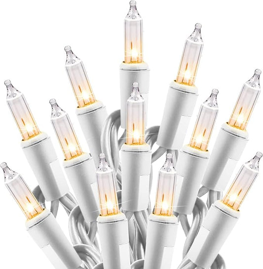 Minetom Clear Christmas Lights Set 100 Count 25 Feet Incandescent Bulb Mini String Lights for Indoor Christmas Tree Garlan...
