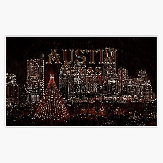 Christmas Lights Collection - Austin, Texas Magnetic Reusable Bumper Vinyl Sticker 5"