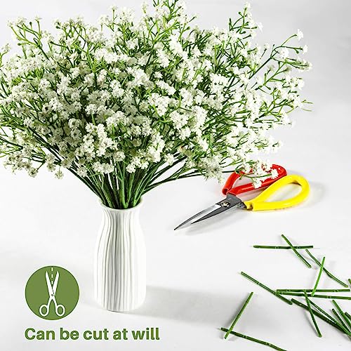 MAQIAHN 6 Baby Breath Artificial Flowers - Babies Breath Flowers Artificial Bulk Faux Flowers Bouquet White Flores Greener...