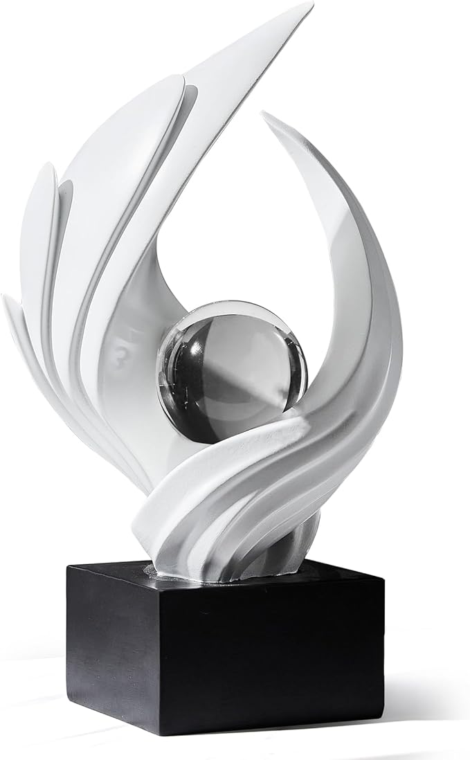 XYQXYQ Abstract Art Sculpture, Resin Gold Decorative Statue, Modern White Ornaments for Living Room, Decorativas Modernas ...