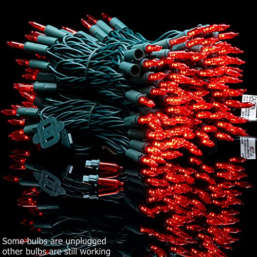 YULETIME 200 Count Red LED Christmas Lights, 66 Feet Green Wire UL Certified Commercial Grade Holiday String Light Set (Red)