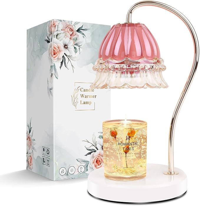 TownTime Candle Warmer Lamp with Timer,Gifts for Mom,Marble Base and Glass lampshade,a Beautiful Flower Candle Lamp with 2...