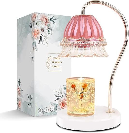 TownTime Candle Warmer Lamp with Timer,Gifts for Mom,Marble Base and Glass lampshade,a Beautiful Flower Candle Lamp with 2...