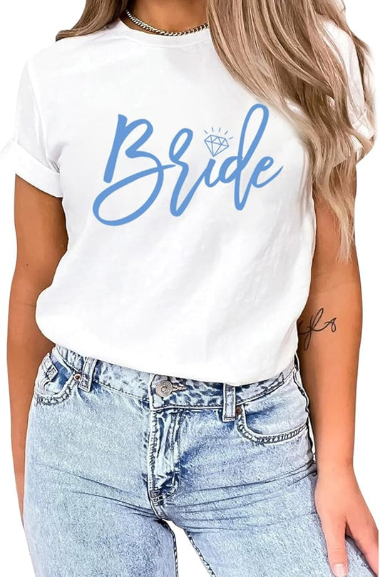 MAIHUN Womens Bride Shirt Team Bride Bridesmaid Tshirt Bachelorette Party Tee Top