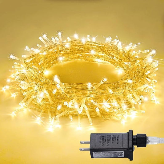 JMEXSUSS 100 LED String Lights Indoor Bedroom, 8 Modes Warm White Christmas Lights Plug in, 33ft Connectable Room Fairy Tw...