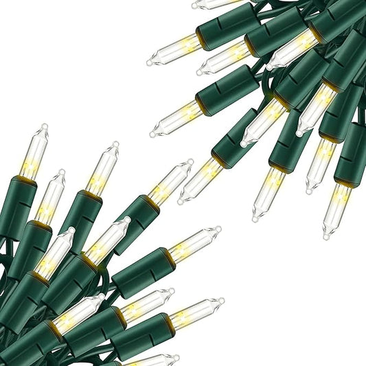 Warm White Christmas Lights, 2 Pack Total 40FT 200 Count Incandescent Christmas Mini Tree String Lights, Waterproof Christ...