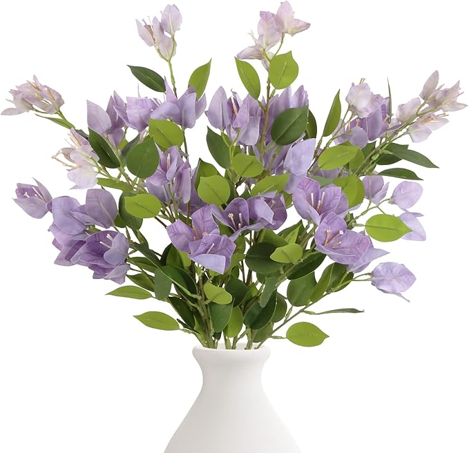 IPOPU 31" Bougainvillea Artificial Flowers 4Pcs Real Touch Bougainvillea Faux Flowers Artificial Branches for Home Decor T...