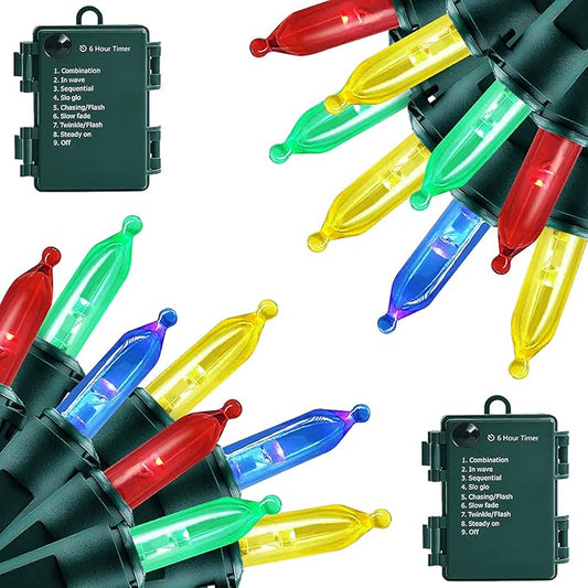 Christmas Lights - Battery Operated String Lights 50 LED String Lights Mini Lights with Auto-Timer and 8 Lighting Modes fo...