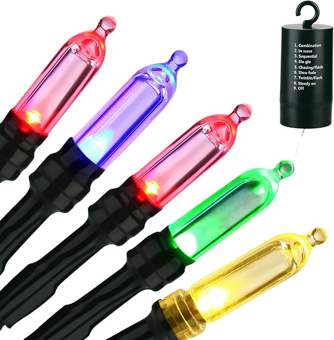 LYHOPE Battery Christmas Lights, 33ft 100 LED Christmas Lights Waterproof 8 Modes Battery Operated String Lights for Outdo...