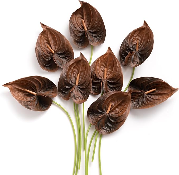 Ling's moment Anthurium Artificial Flowers, 8pcs Faux Anthurium Stems, PU Foam Greenery Plant for DIY Wedding Bouquets Cen...