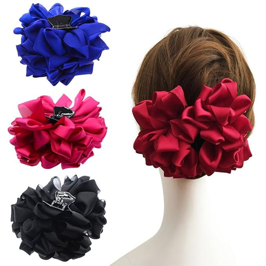 4 Pcs Large Silk Flower Bow Hair Claw Jaw Clips For Women Hair clamps