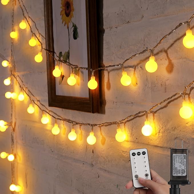 Minetom Globe String Lights, 33 Feet 100 Led Fairy Lights Plug in, 8 Modes with Remote Mini Globe Lights for Indoor Outdoo...