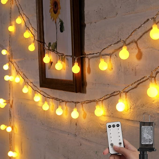 Minetom Globe String Lights, 33 Feet 100 Led Fairy Lights Plug in, 8 Modes with Remote Mini Globe Lights for Indoor Outdoo...