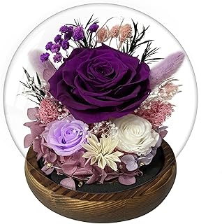Forever Flower in Glass Dome Preserved Flowers, Valentines Day Gifts for Women, Wife, Mom, Sister, Grandma. Prime Delivery...