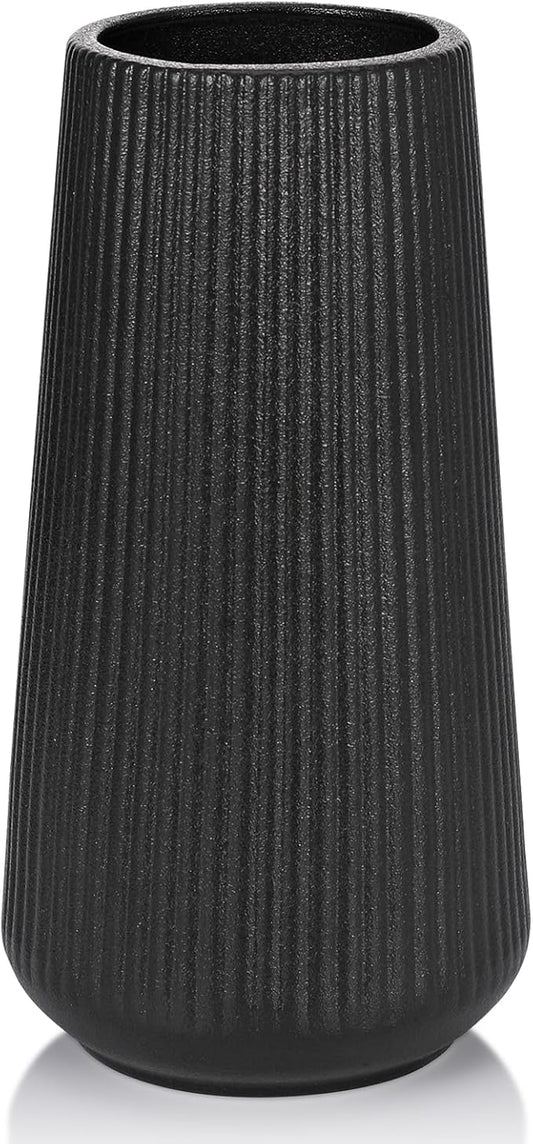 Matte Black Ceramic Vase, GUKJOB Small Cute Flower Vase for Pampas Grass, Home, Living Room, Dining Table, Farmhouse, Offi...