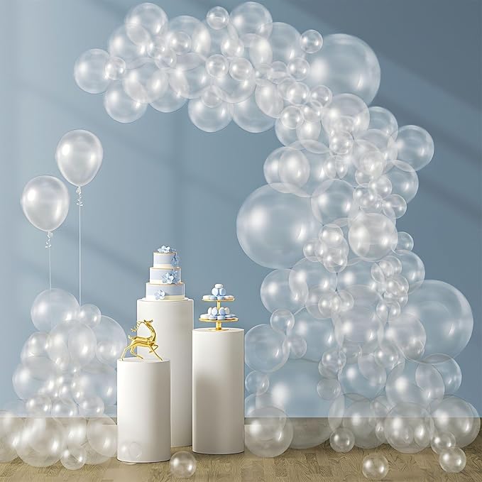 120pcs Clear Balloons, 18 12 10 5 inch Transparent Balloons Different Sizes Clear Balloon Garland for Baby Shower Wedding ...