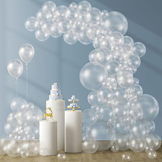 120pcs Clear Balloons, 18 12 10 5 inch Transparent Balloons Different Sizes Clear Balloon Garland for Baby Shower Wedding ...
