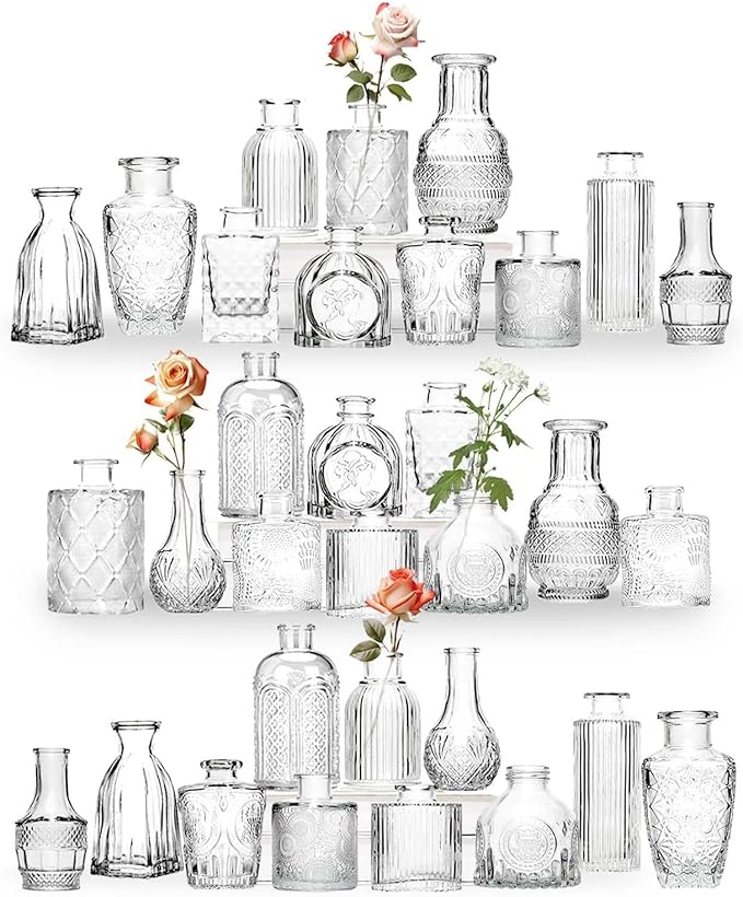 Sawoake Mini Bud Vases Set of 32 As Wedding Centerpieces for Tables,Clear Bud Vases for Flowers,Small Flower Vases Suitabl...
