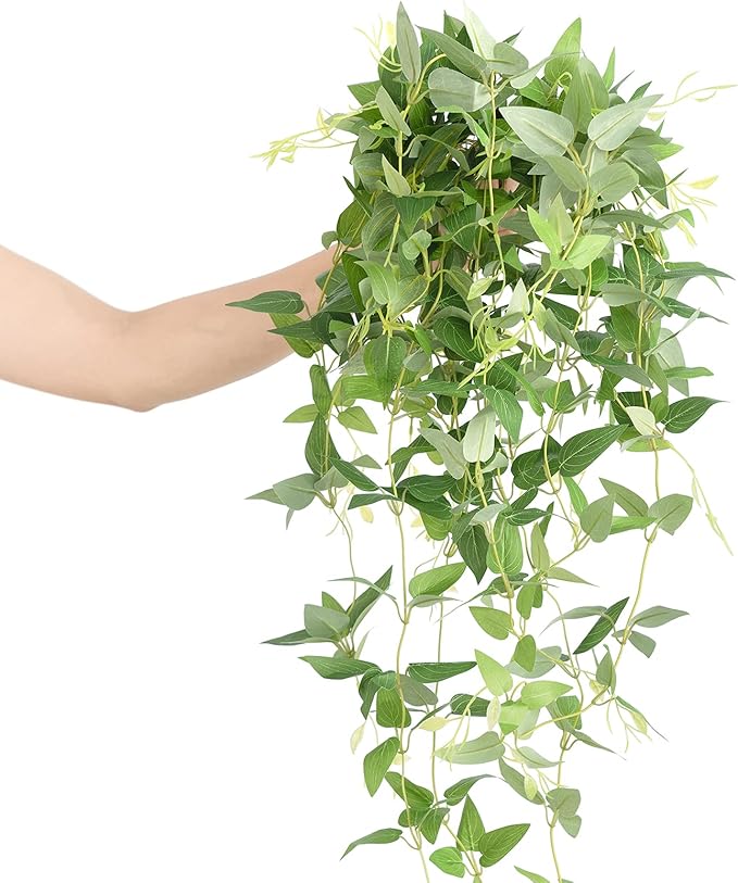 Ling's moment Artificial Clematis Hanging Bush, 4pcs Filler Vines Fake Greenery Garland for Wedding Bouquet/Backdrop/Arch ...