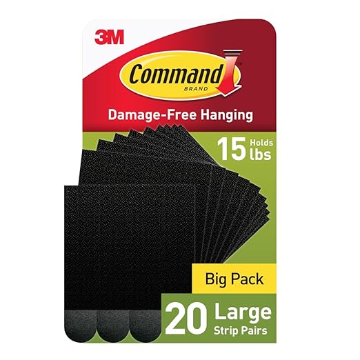 Command Large Picture Hanging Strips, Black, Holds up to 16 lbs, 20 Pairs, Easy to Open Packaging