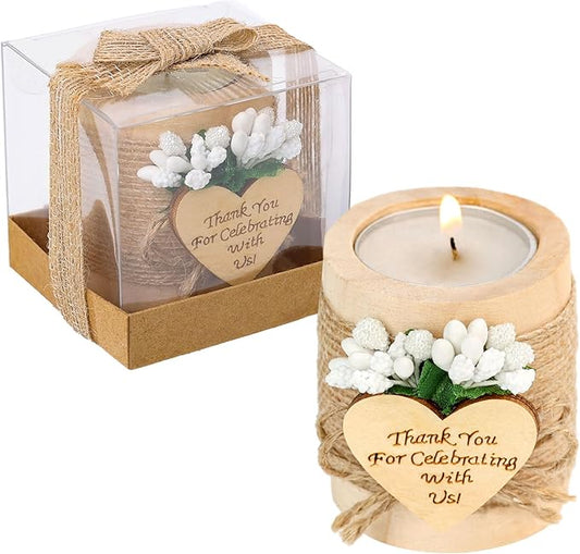 10 Piece Set of Wooden Tealight Candle Holders, Wedding Candle Favors, Baby Shower Favors, Return Favors, Bridal Shower Fa...