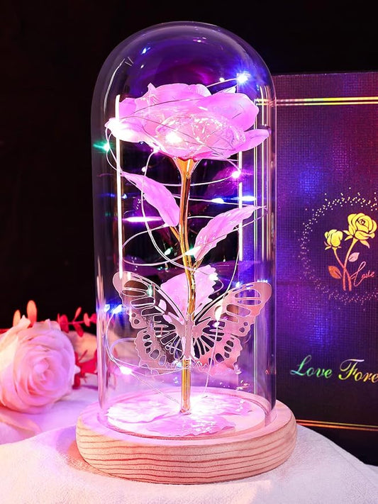 Beferr Valentines Day Rose Gifts for Her Women Mom, Galaxy Glass Rose Forever Preserved Flowers for Delivery Prime Rose in...