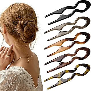 5Pcs Brown and Black Mini U-Shaped Hairpin, Hair Pins for Women, Ergonomic Hair Styling Tool Decorations Supplies Secure N...