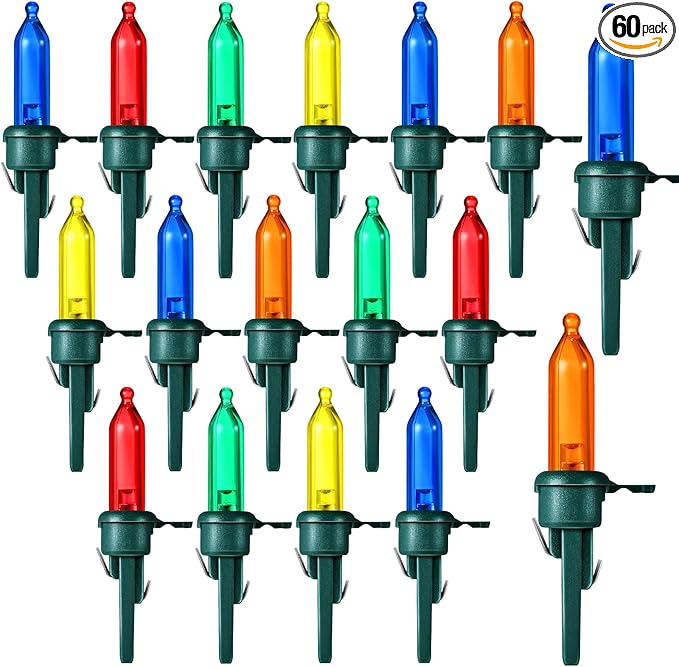 Honoson 60 Pieces LED Replacement Christmas Bulb 3v Waterproof LED Lights Bulbs Bulk for Christmas Tree Decorations Xmas I...