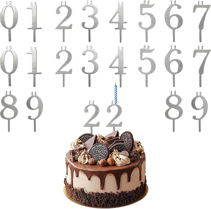 Reusable Number Birthday Candle Holder Set, Adjustable Candles Stand, Digital Birthday Cake Candle Holders Set, Party Cake...