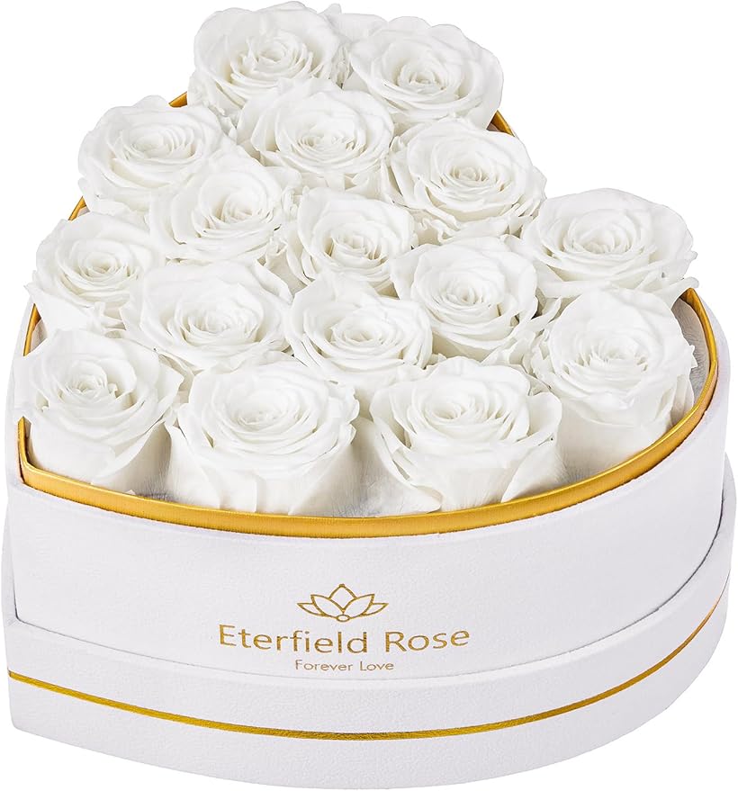 Eterfield 16 Forever Flowers in Heart Shape Box, Preserved Roses That Last a Year Preserved Flowers Birthday Gifts for Her...