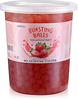 BREXONIC Strawberry Boba Pearls Popping Bursting Boba, Tapioca Pearls For Bubble Tea, No Artificail Colors (2 LB 1 Pack)