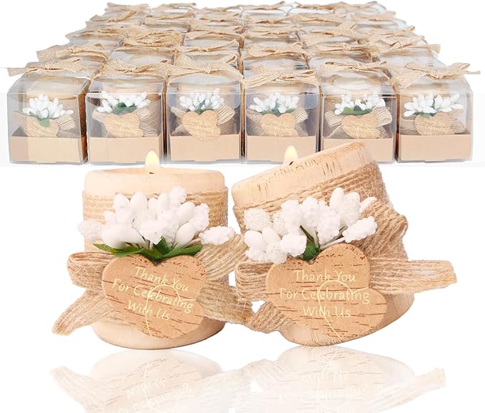 30 Pack Wedding Favors Wood Tealight Candle Holders, Bridal Shower Favors for Guests Bulk, Baptism/Baby Shower Centerpiece...