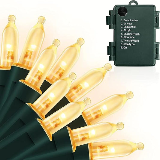 KOUQIYA Battery Operated Christmas Lights, 33ft 100 LED Battery Operated String Lights with Auto-Timer 8 Modes Waterproof ...