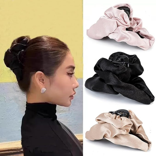 Silk Hair Clip for Women,Hair Claw Clips High Cranial Crest,4.7” Large Banana Jaw Clip Strong Hold, Hair Barrettes Accesso...