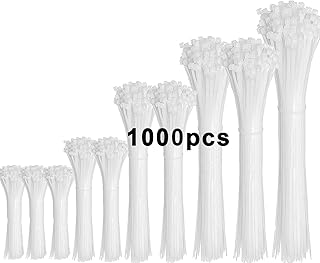 Zip Ties Assorted Sizes 1000 Pack 14/12/10/8/6/4 Inch Cable Ties Heavy Duty Plastic Wire Ties UV Resistant Zipties Black S...