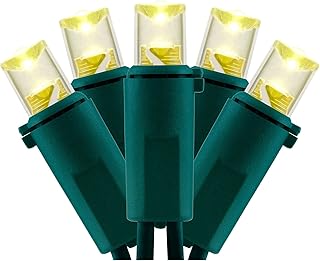 YULETIME 200 Warm White Wide Angle LED Christmas Lights, 66 Feet Green Wire UL Certified 5mm Holiday String Light Set (War...