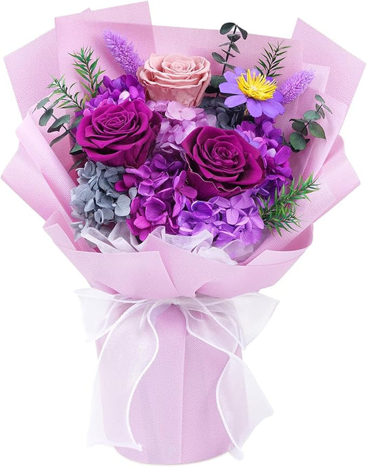 Waipfaru Preserved Flowers, Purple Fresh Bouquet with Gift Box, Flowers for Delivery Prime, Forever Flowers for Women Birt...