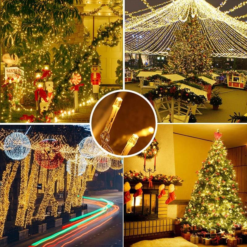 weillsnow 164 FT 500 LED Christmas Lights Outdoor, Waterproof Christmas Fairy Lights with Timer, Plug in Warm White LED St...