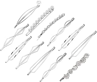 12 Pcs Hair Pins Set,Pearl Hair Clips Geometric Hair Pins Metal Hairpin,Minimalist Hair Styling Jewelry,Wedding Dainty Hai...