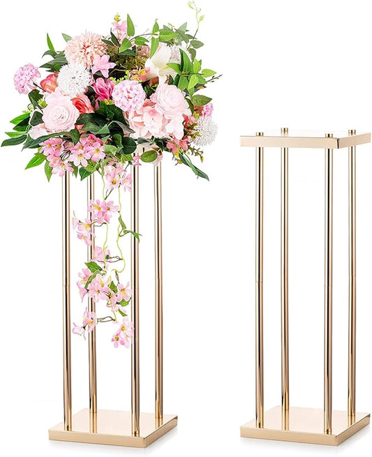 Sziqiqi Column Vases Wedding Centerpieces for Tables with Plates - 2ft Wedding Decoration for Ceremony Modern Rectangular ...