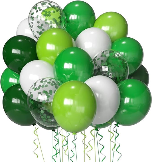 Green Balloons Dark Green Balloon Set, 50 Pcs 12 inch Different Shades Emerald Green Lime Green Confetti Latex Balloons Fo...