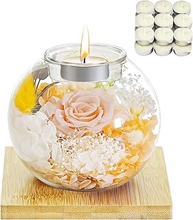 Birthday Gifts for Women Preserved Flowers in Glass Dome with Scented Candles Preserved Rose Gifts for Mom Wife Girlfriend...