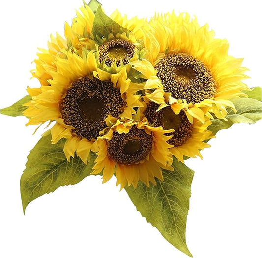 Bringsine Sunflowers Artificial Flowers Bouquet for Home Decoration Wedding Decor Silk Bride Holding Floral Decors