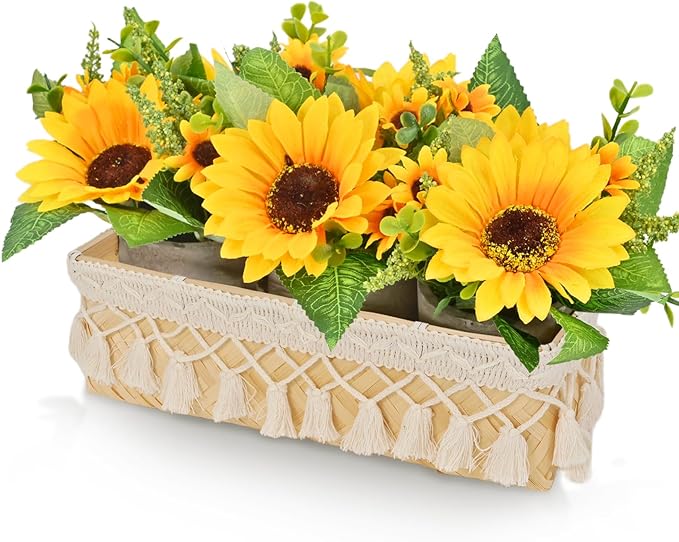 iHopGree Sunflowers Artificial Flowers Decorations, Artificial Plants Indoor, Sunflower Centerpiece Table Decorations for ...